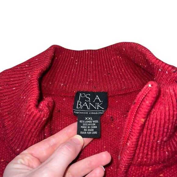 JOS A BANK Men’s 1/4 Zip Red Lambs’ Wool Pullover Size XXL - Picture 5 of 8